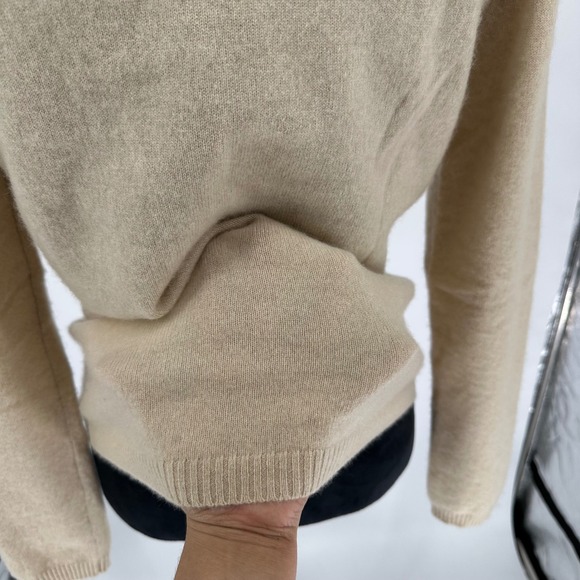Valerie Stevens 100% Cashmere Beige Knit Crewneck Sweater Chic Neutral Women's M - Picture 6 of 7